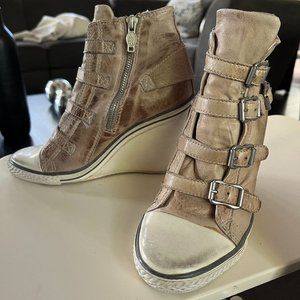 Size 36 Ash Leather Wedge belts & Zipper Sneakers